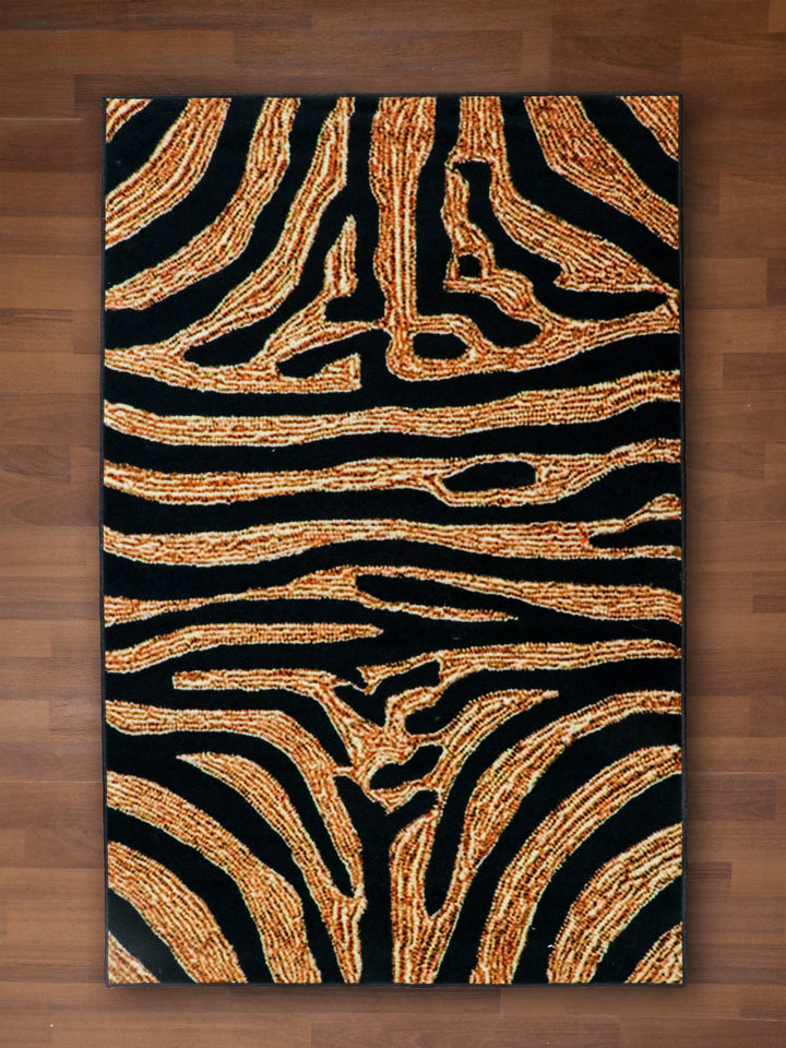 Tiger Print Rectangle Non Woven Rug with Non Slip TPR Backing For Everyday Use