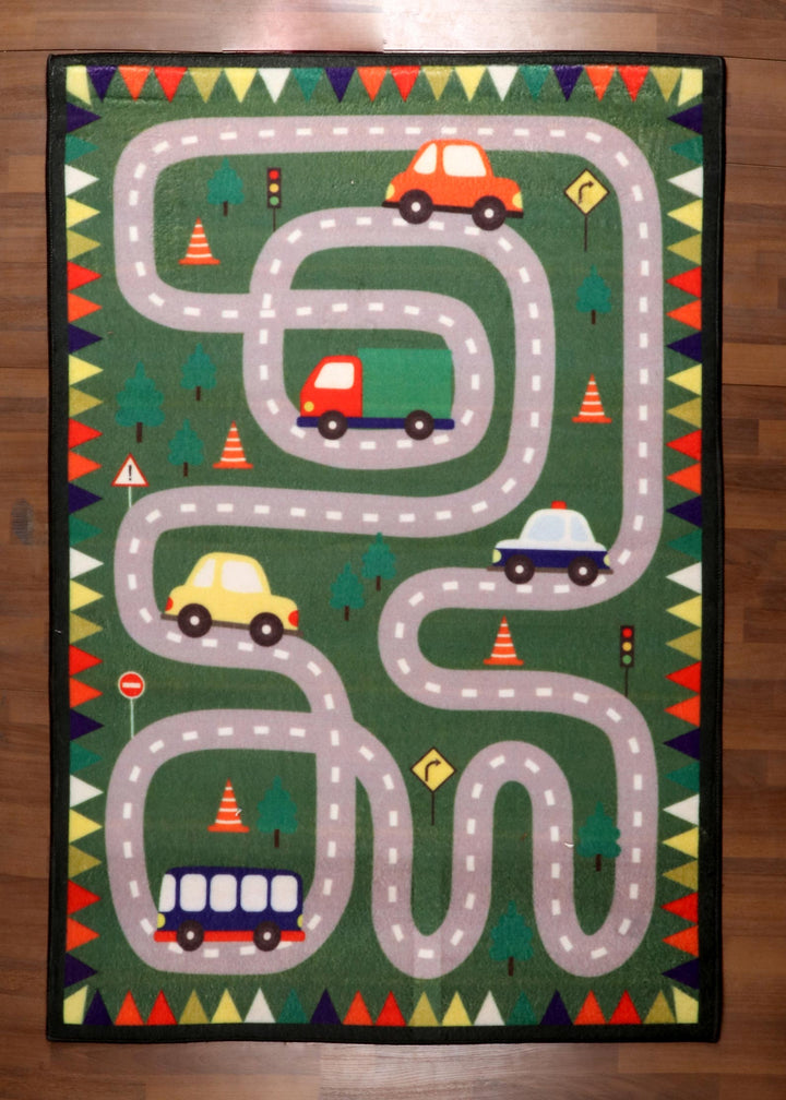 Race Track Play Rug – City & Town Road Car Design for Kids