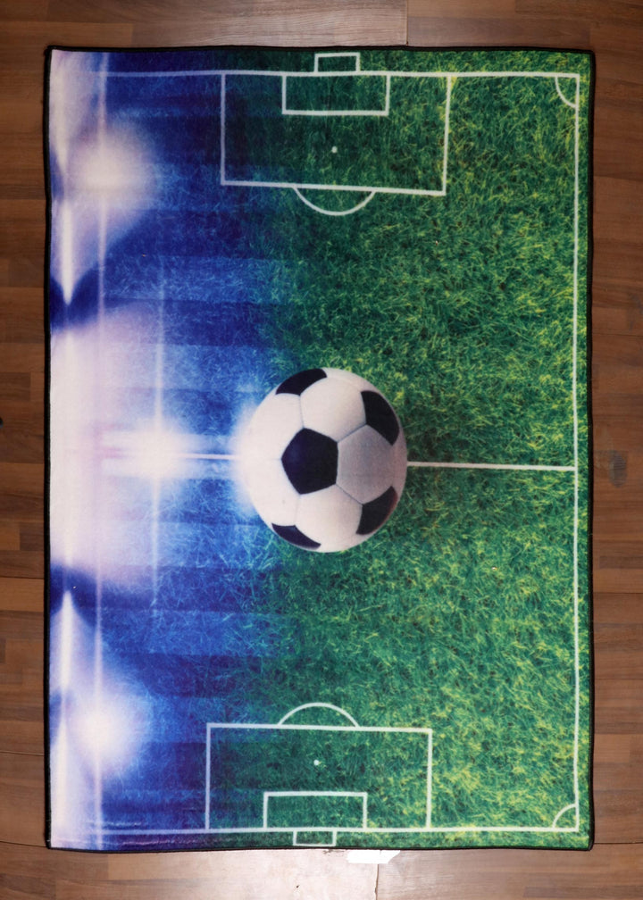 Football Field Area Rug – Soccer Sports Stadium Design for Kids Rooms