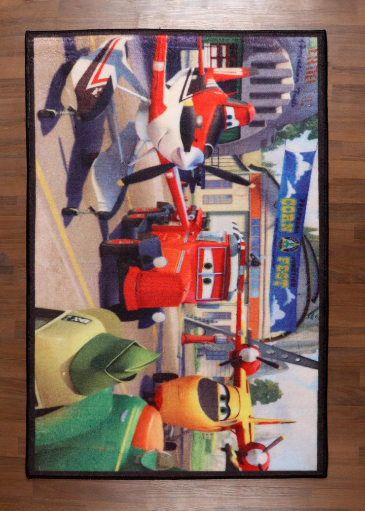 Fire and Rescue Cartoon Non-Woven Rug for Kids' Room