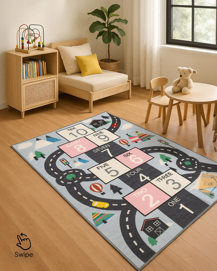 Multi Color Counting Drawing Print Rug