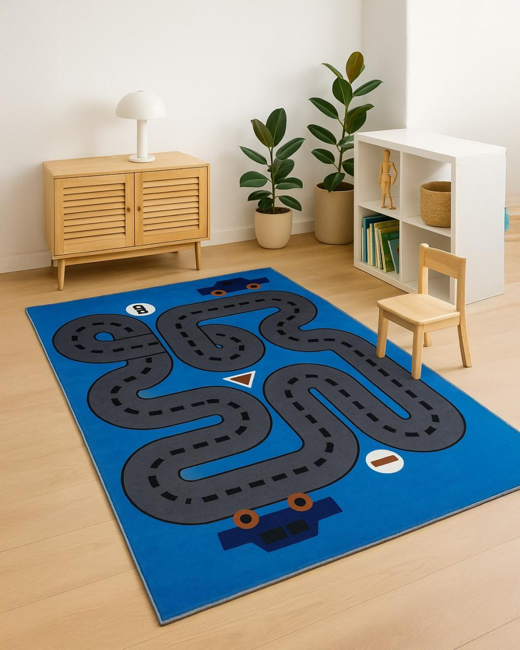 Multi Color Road & Car Drawing Print Rug