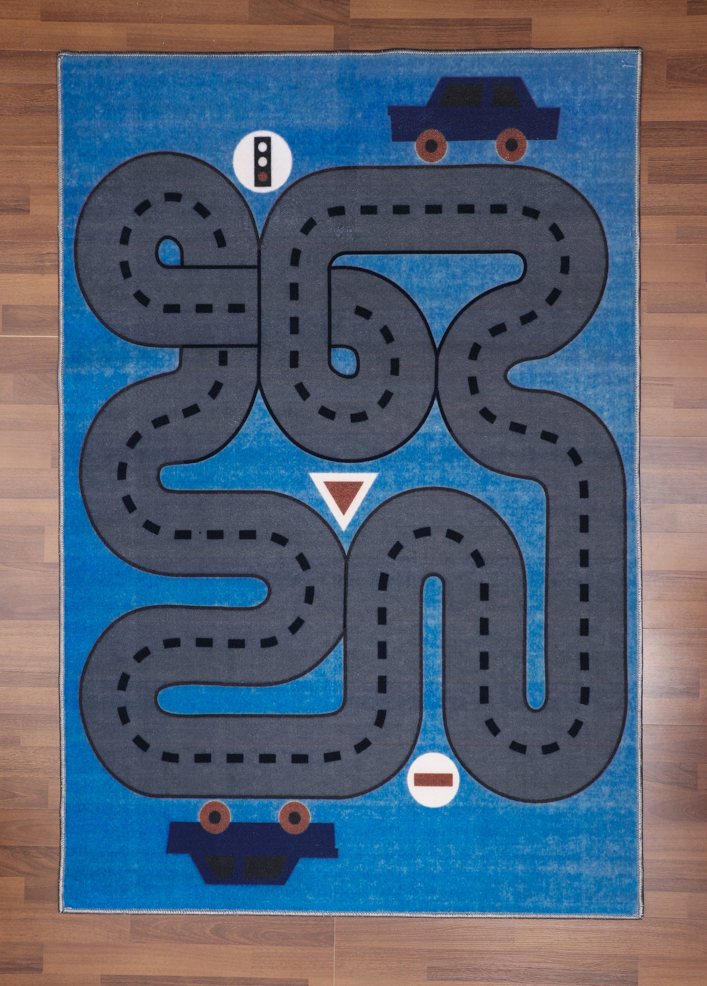 Multi Color Road & Car Drawing Print Rug