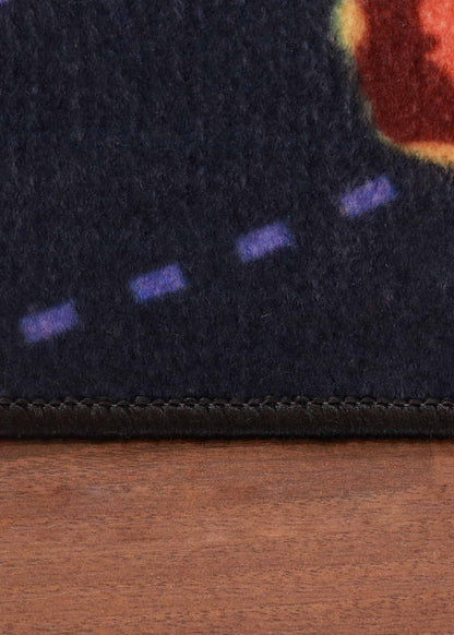 Black Multi Color Space Drawing Print Rug