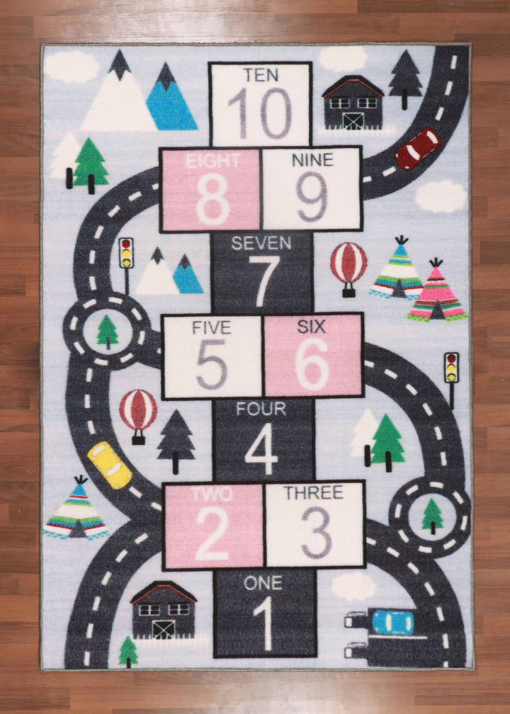 Multi Color Counting Drawing Print Rug