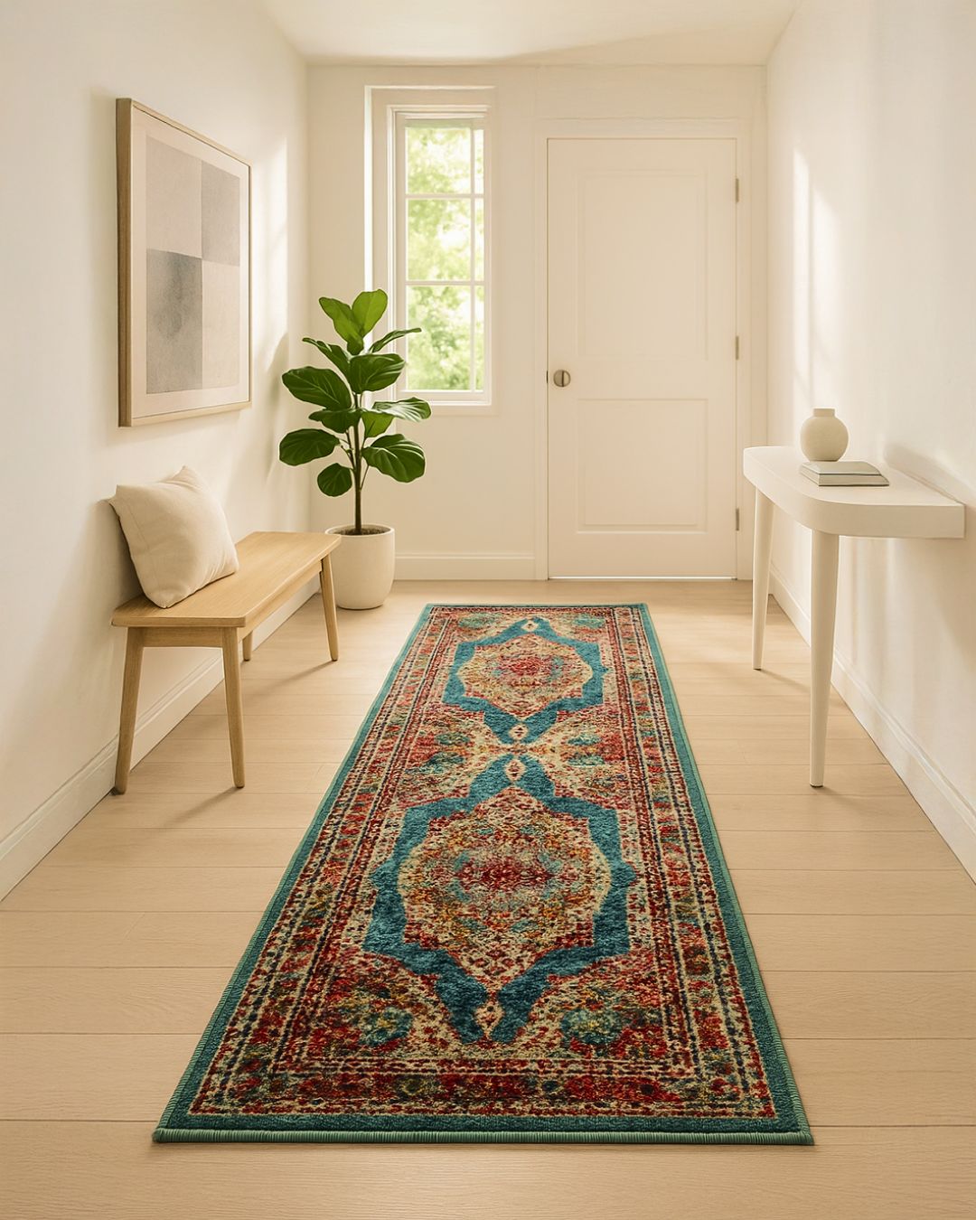 Faded Teal Medallion Rug