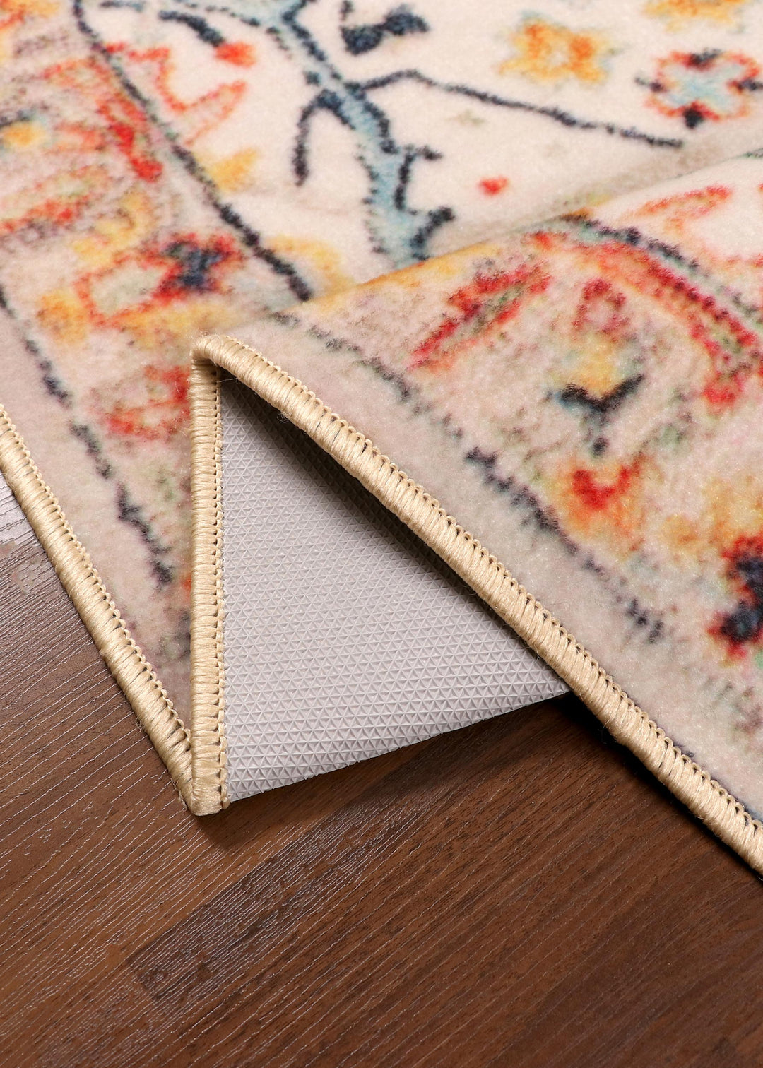 Beige with Multi Color Over All Print Runner