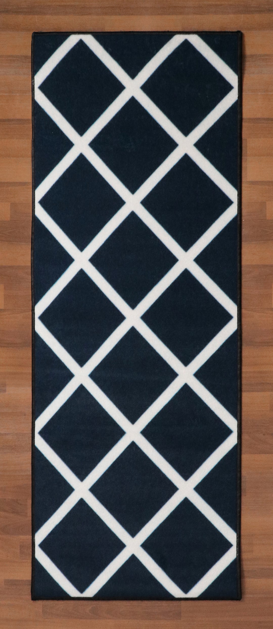 Blue With Beige Color Criss Cross Print Runner