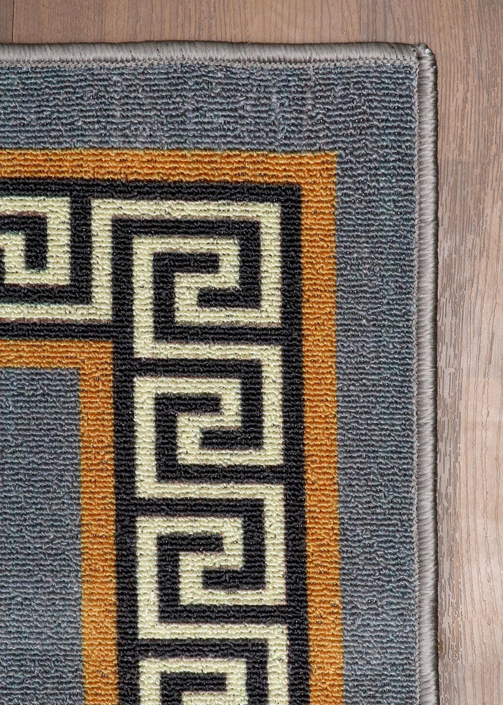 Regal Charcoal Greek Key Tufted Loop Pile Runner