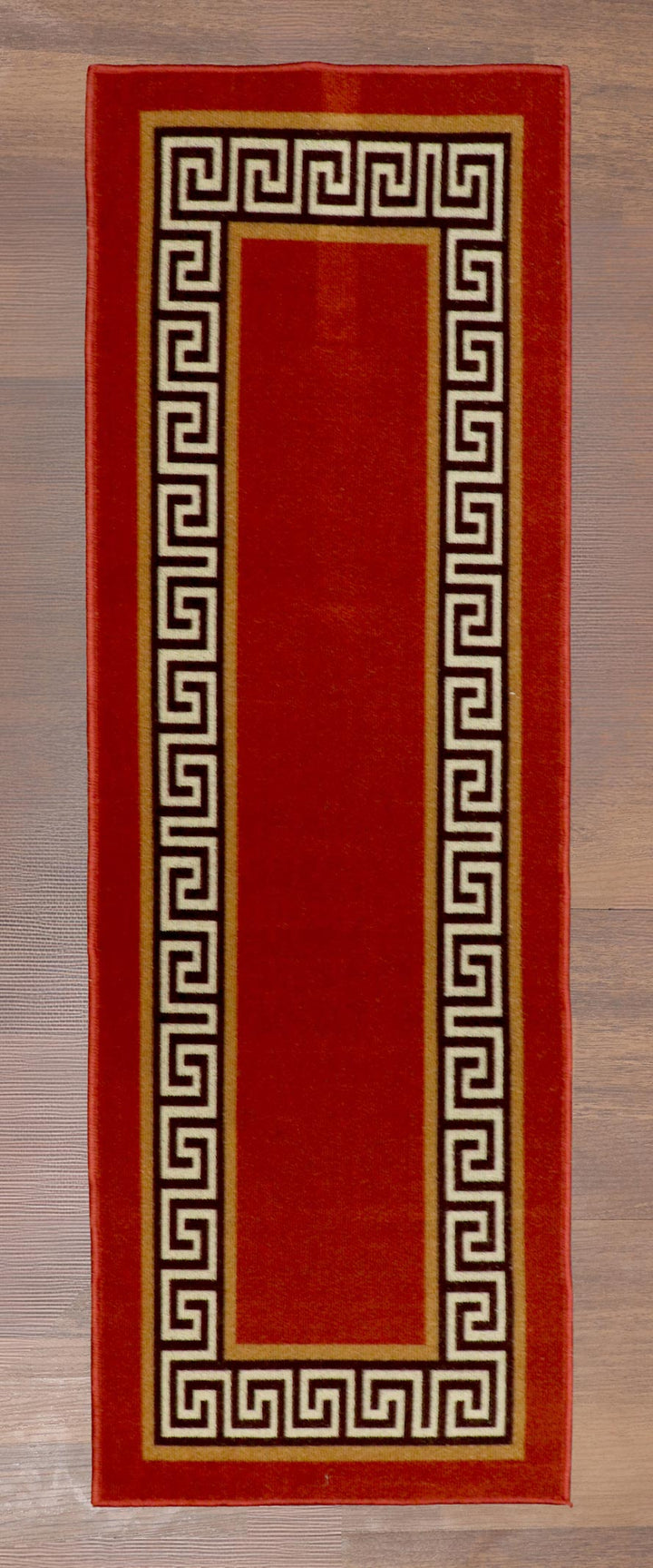 Regal Red Greek Key Tufted Loop Pile Runner