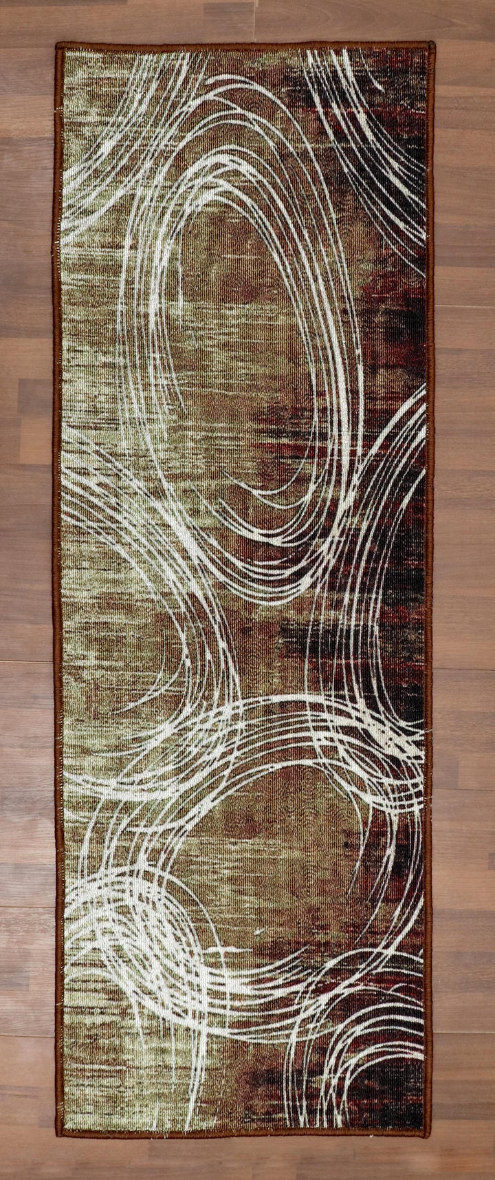 Abstract Swirl Earth Tone Loop Pile Runner