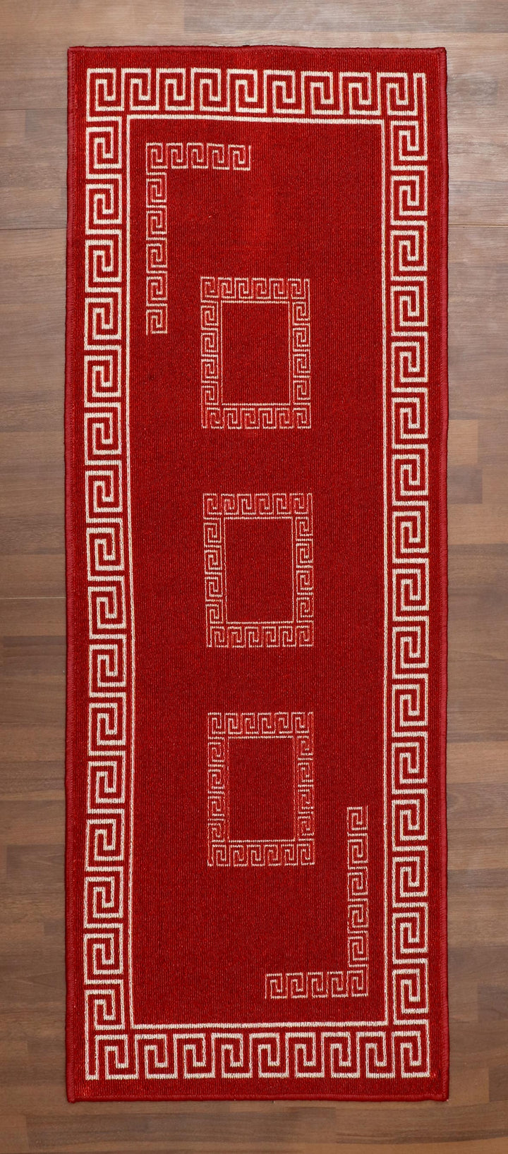 Classic Red Greek Key Loop Pile Runner