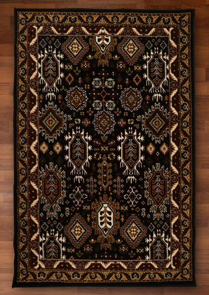 Black & Brown Traditional Deisgn Rug
