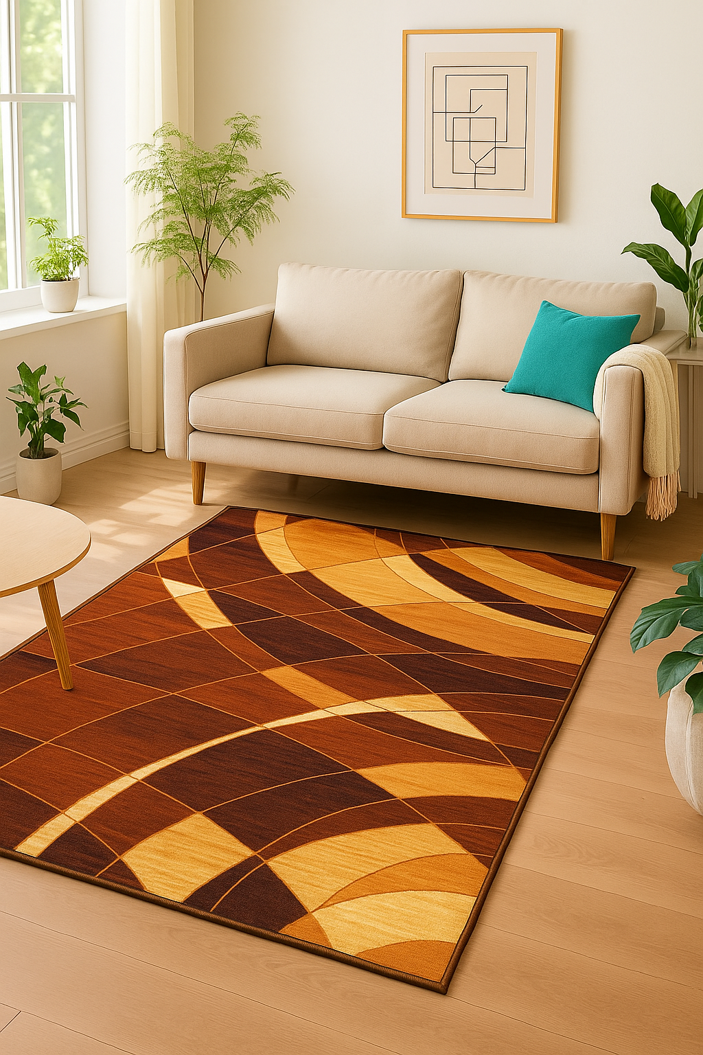 Multicolor Contemporary Abstract Non-Woven Rug with Felt Back