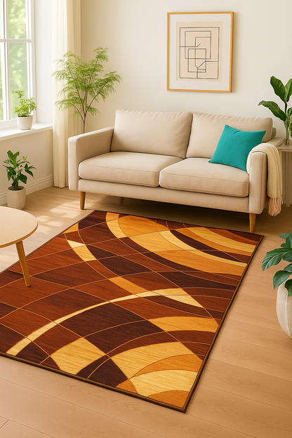 Multicolor Contemporary Abstract Non-Woven Rug with Felt Back