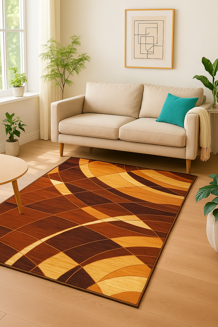 Multicolor Contemporary Abstract Non-Woven Rug with Felt Back