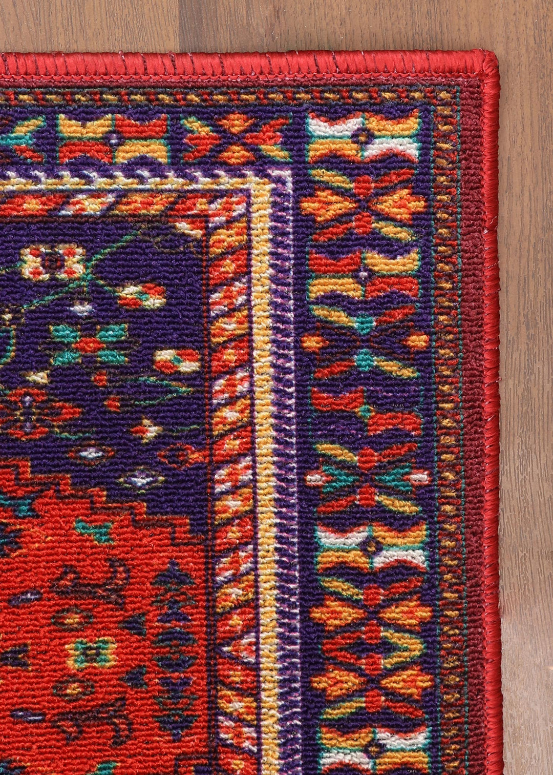 Persian-Inspired Red and Navy Geometric Pattern Runner