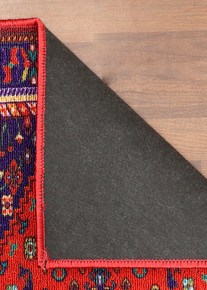 Persian-Inspired Red and Navy Geometric Pattern Runner