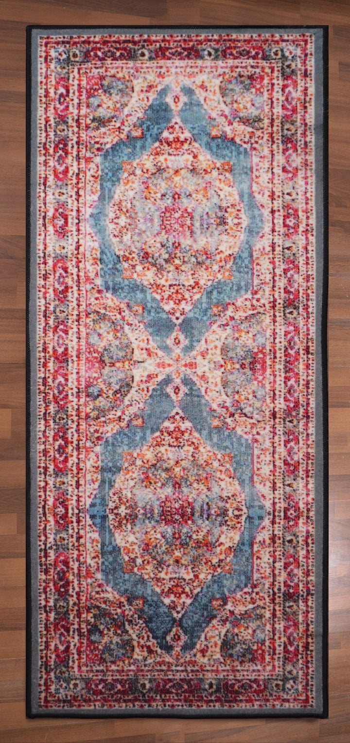 Red And Blue Floral Print Runner