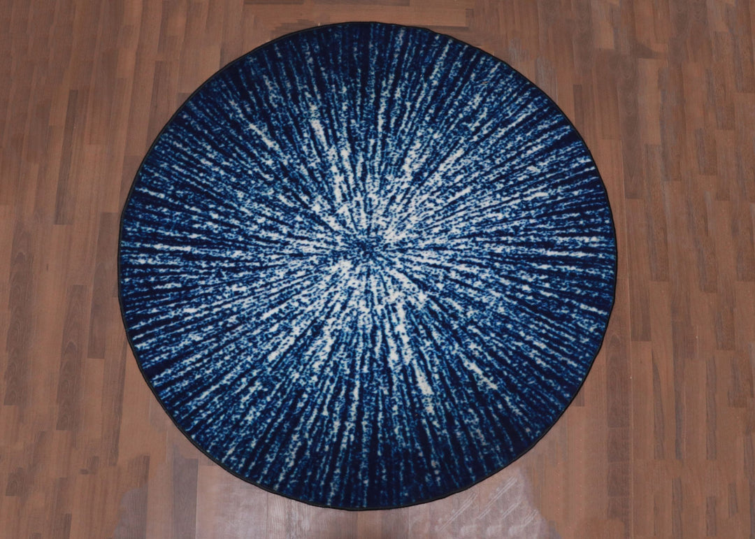 Blue Beige Abstract Print Rug