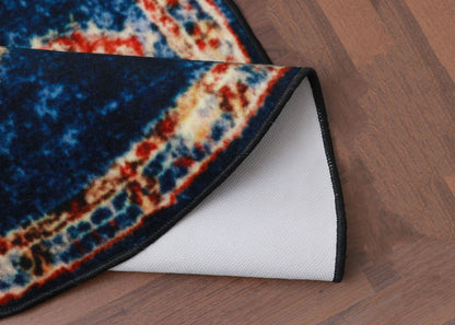 Blue Multi Color Traditional Print Rug