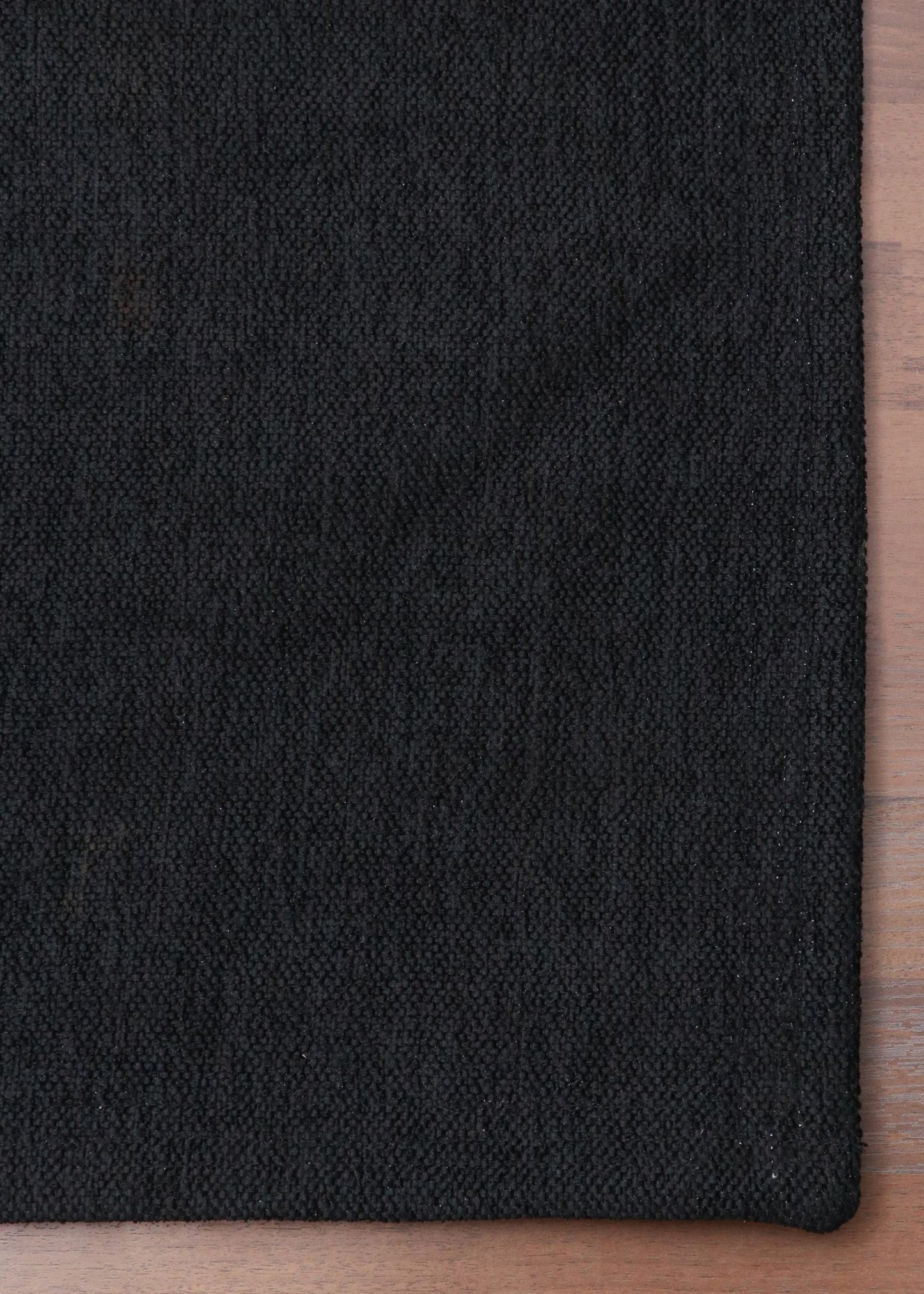 Night Black Plain Weave Rug