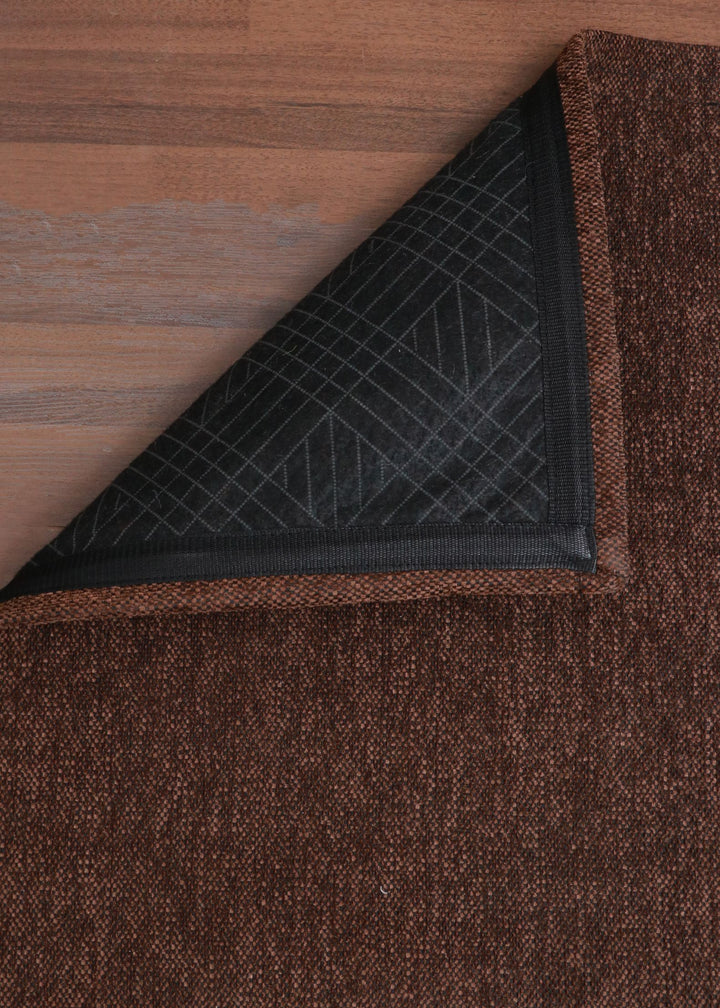 Dark Brown & Black Woven Fabric Rug - Indoor Use