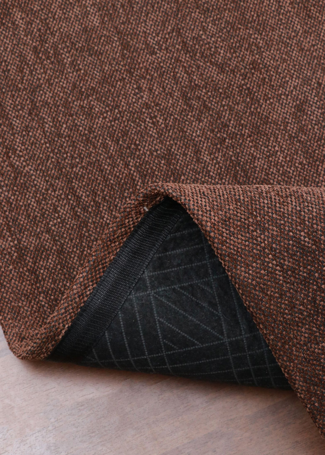 Dark Brown & Black Woven Fabric Rug - Indoor Use