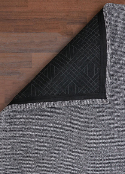 Gray & Black Plain Weave Rug