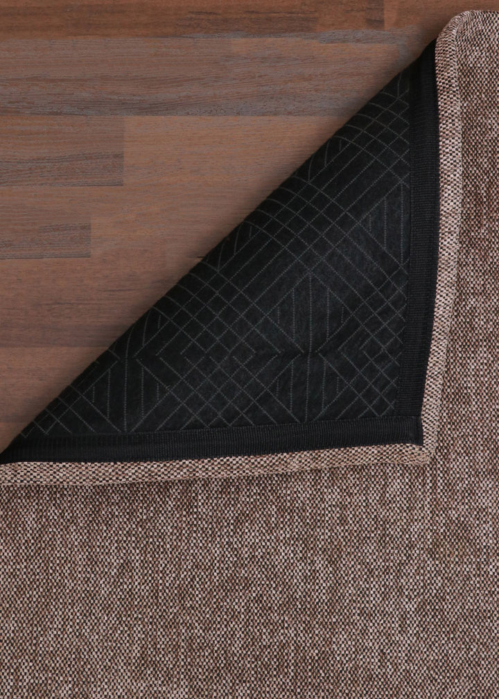 Brown & Black Woven Fabric Rug - Indoor Use