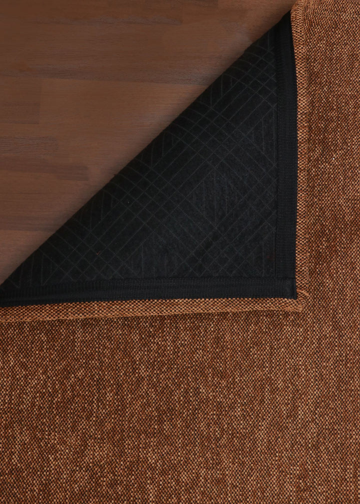 Golden & Black Woven Fabric Rug - Indoor Use