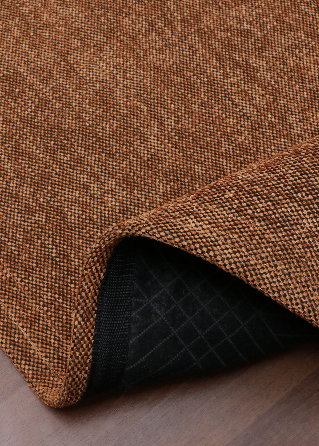 Golden & Black Woven Fabric Rug - Indoor Use