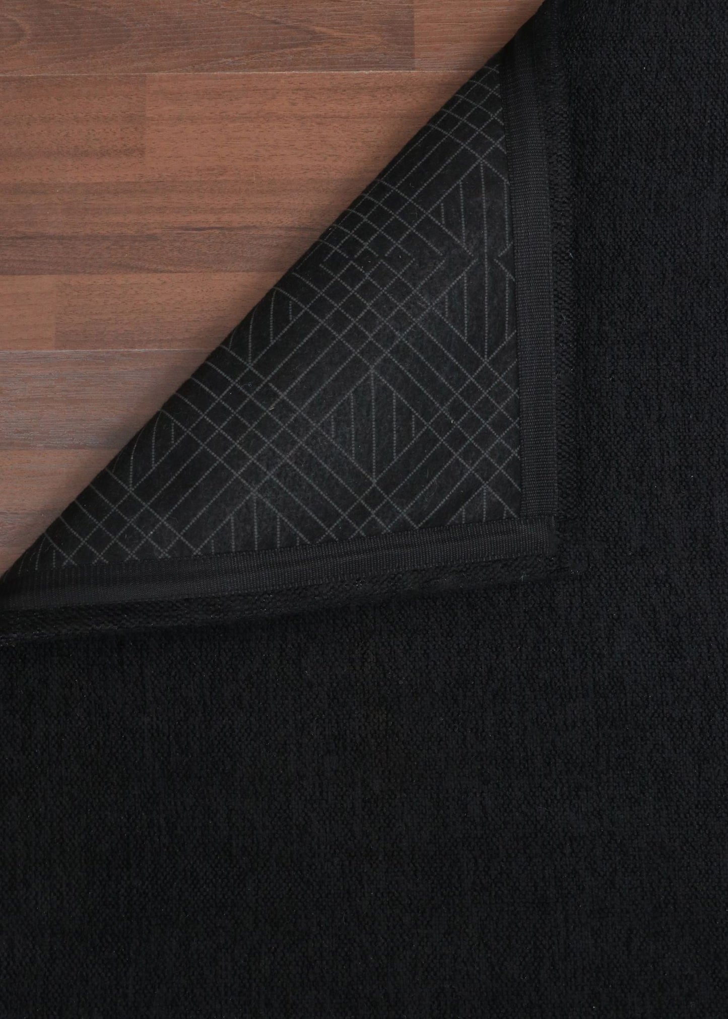 Night Black Plain Weave Rug
