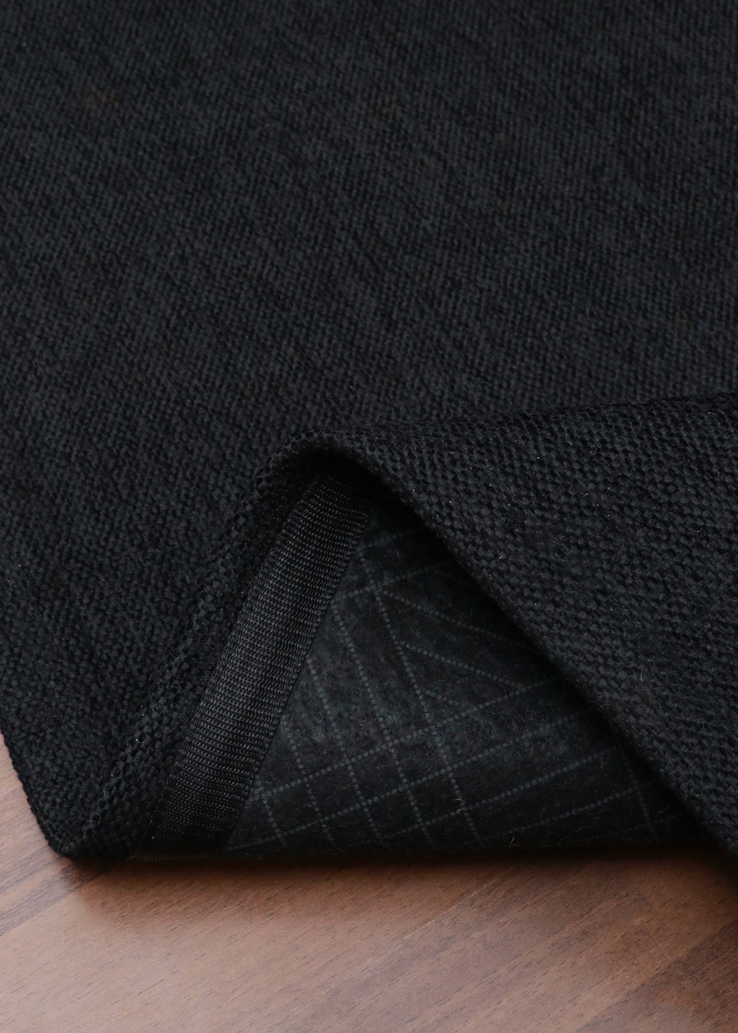 Night Black Plain Weave Rug