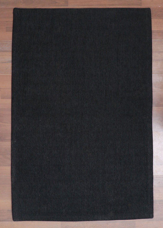Night Black Plain Weave Rug