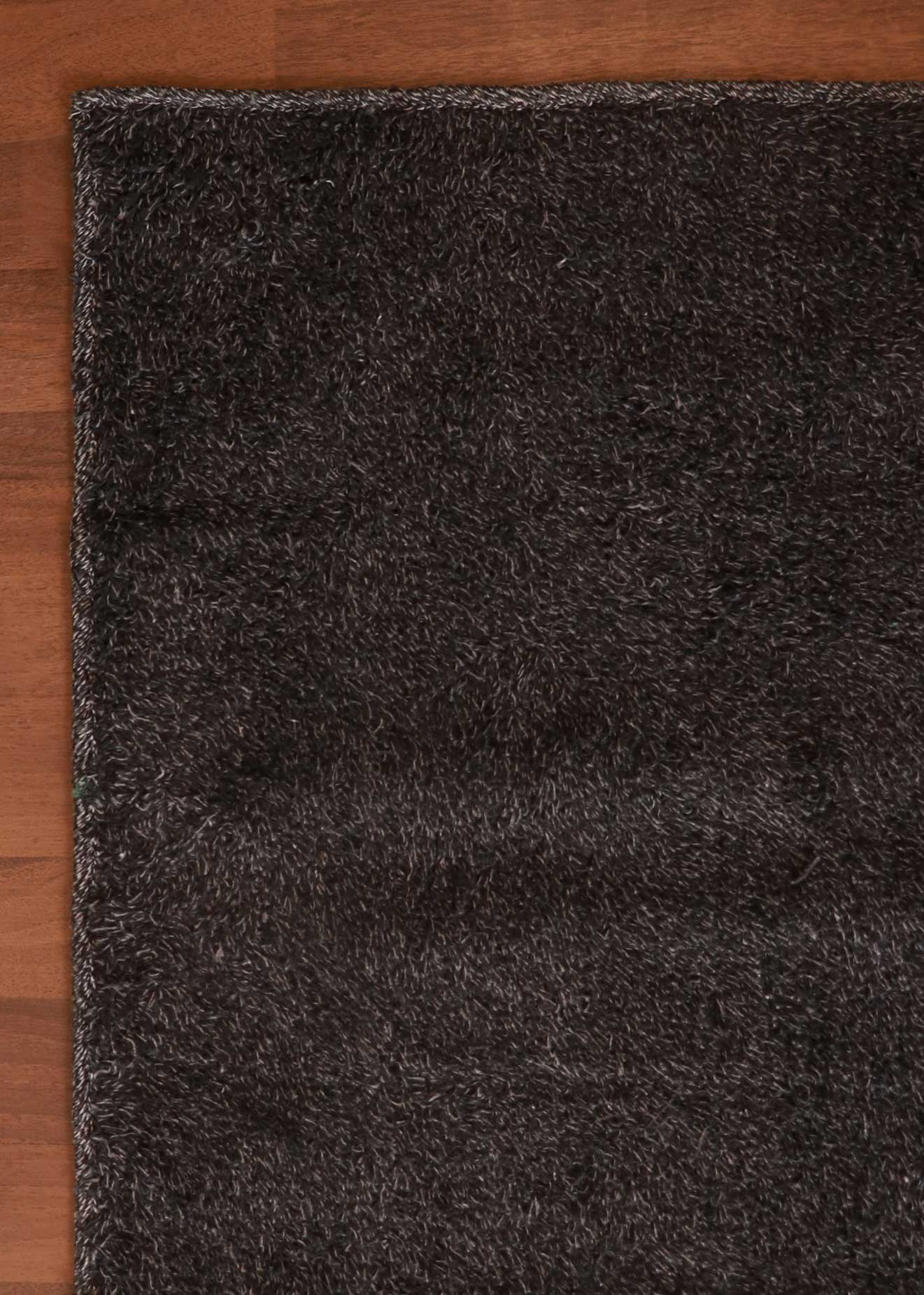 Black Fancy Cotton Shaggy Rug