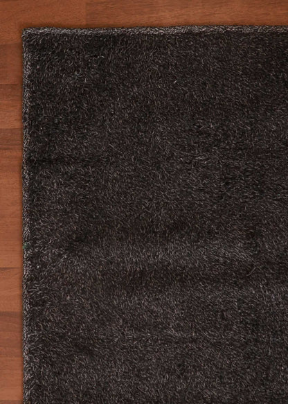 Black Fancy Cotton Shaggy Rug