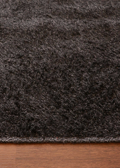 Black Fancy Cotton Shaggy Rug