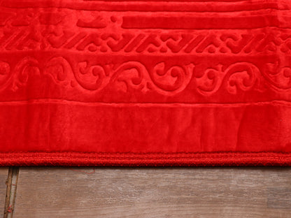 Shiny Red Mihrab Velvet Prayer Mat
