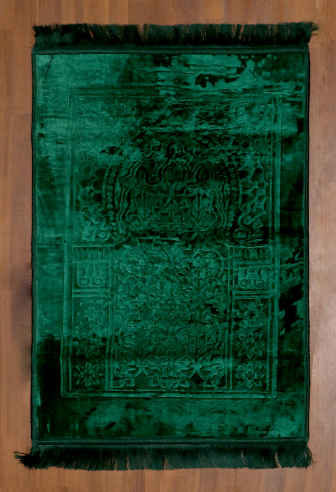 Dark Green Mihrab Velvet Prayer Mat