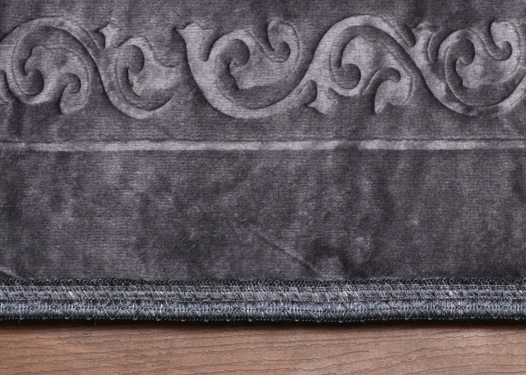 Dark Grey Mihrab Velvet Prayer Mat