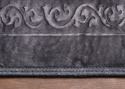 Dark Grey Mihrab Velvet Prayer Mat