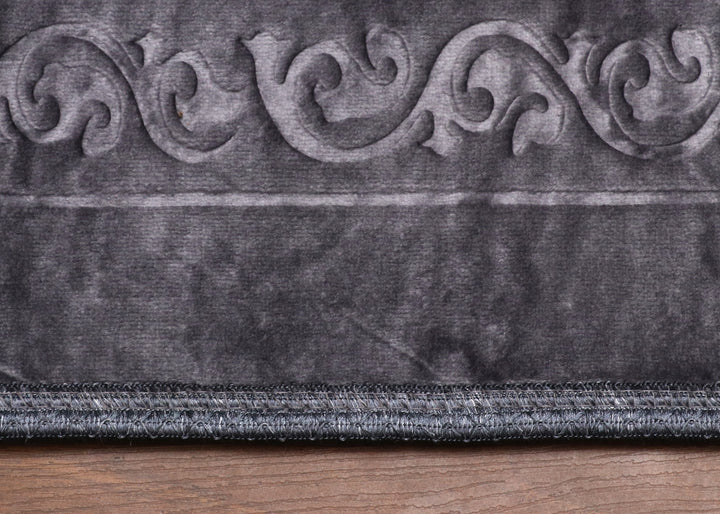 Dark Grey Mihrab Velvet Prayer Mat