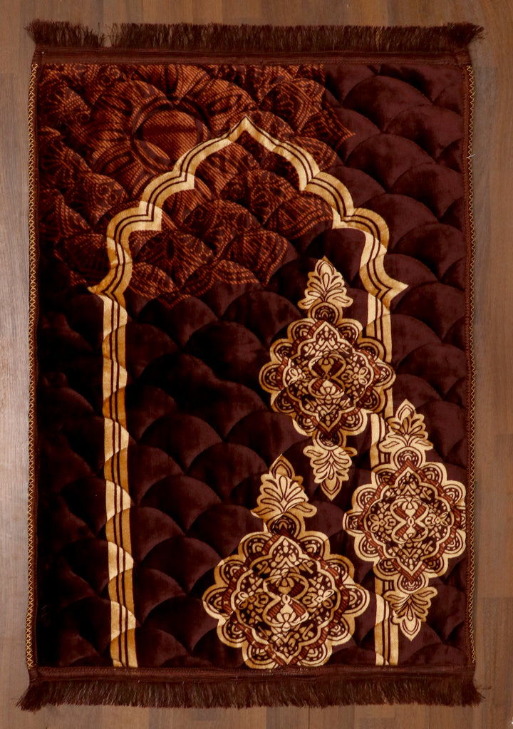 Brown Valvet Foam Quilted Prayer Mat