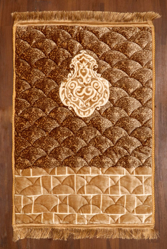 Brown Beige Velvet Foam Padded Prayer Mat