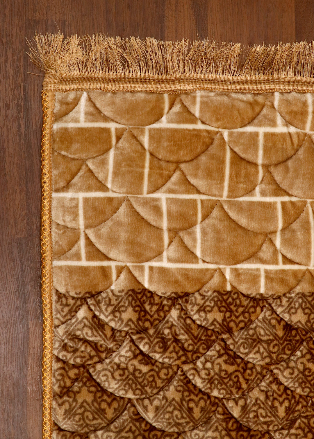 Brown Beige Velvet Foam Padded Prayer Mat