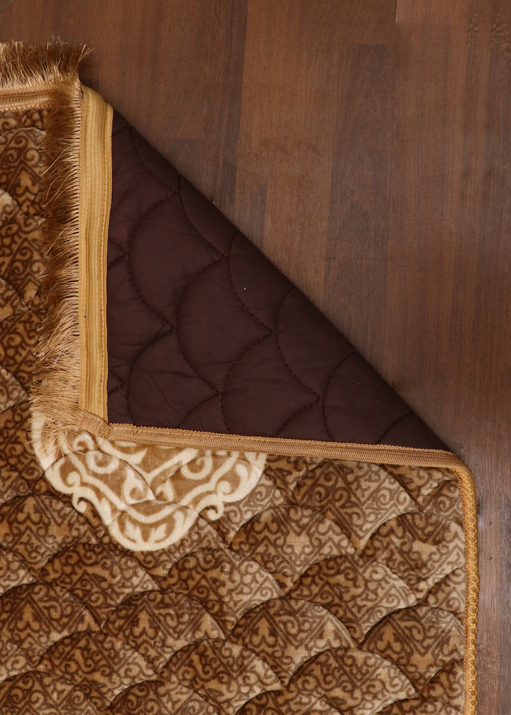 Brown Beige Velvet Foam Padded Prayer Mat