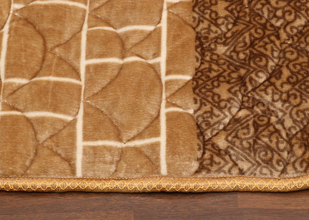 Brown Beige Velvet Foam Padded Prayer Mat