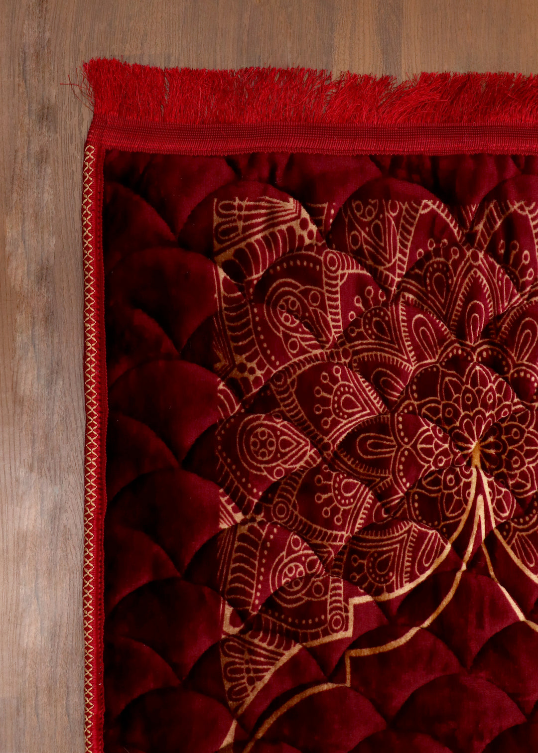 Maroon Velvet Quilted Prayer Mat