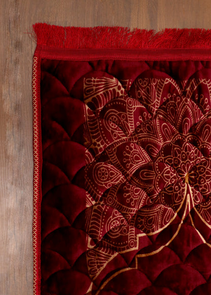 Maroon Velvet Quilted Prayer Mat